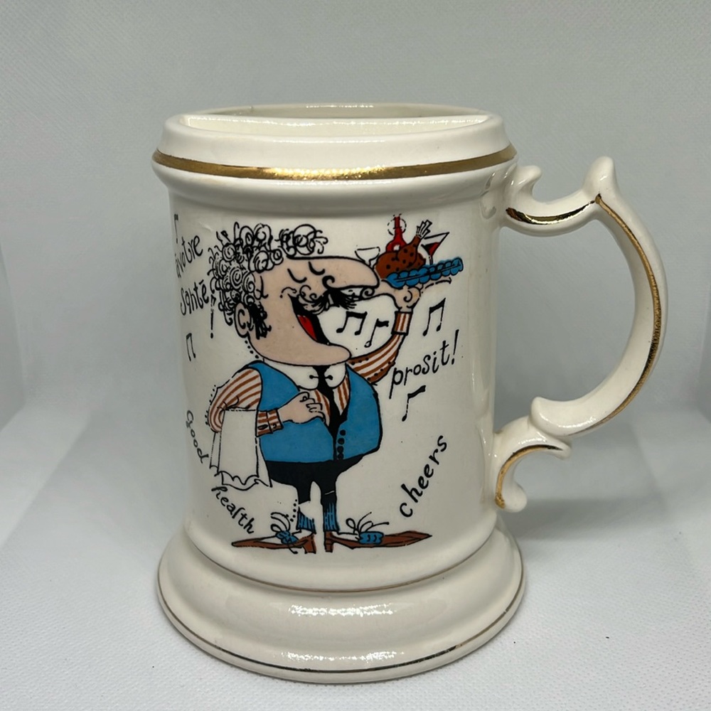 Vintage Mustache royal crown cheers mug